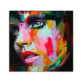 Character Face Oil Painting Hand Painted Francoise Nielly Style Knife Portrait Canvas Painting Wall Art Pictures Home Decoration (size: 70x70cm)