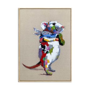 Wall Art Handmade Colored Mouse Oil Painting On Canvas Living Room Home Decor Wall pictures Hand Painted Animal Pictures No Frame (size: 50x70cm)