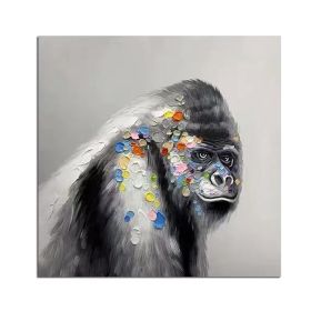 100% Hand Painted Abstract Oil Painting Wall Art Modern Monkey Picture Modern On Canvas Decor For Living Room Office No Frame (size: 100x100cm)