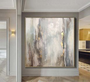 Abstract Paintings On Canvas Beige Painting Gold Abstract Oil Painting Calming Painting Extra Large Wall Art Canvas Hand Art (size: 150x150cm)