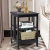 Set of 2 Multifunctional 3-Tier Nightstand Sofa Side Table with Reinforced Bars and Stable Structure