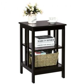 3-Tier Side Table End Table Nightstand with Stable Structure (Color: Espresso)