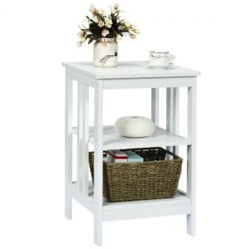 3-Tier Side Table End Table Nightstand with Stable Structure (Color: White)