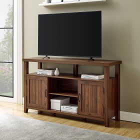 Manor Park Farmhouse Tall TV Stand for TVs up to 65" (Color: Walnut, Material: Metal, Steel, MDF Wood)