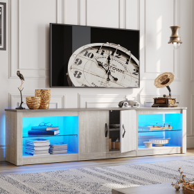 LED TV Stand for TVs up to 75" Entertainment Center for Living Room (Color: Wash White, Material: P2 particle board)