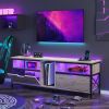 Bestier TV Stand with LED Lights & Charging Station for TVs up to 70"