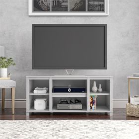 TV cabinet with storage; suitable for 50 inch TV. (Color: Dove Gray, Material: Wood)