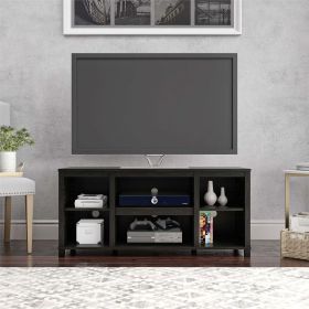 TV cabinet with storage; suitable for 50 inch TV. (Color: Black Oak, Material: Wood)