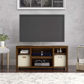 TV cabinet with storage; suitable for 50 inch TV. (Color: Canyon Walnut, Material: Wood)