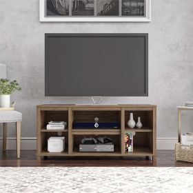 TV cabinet with storage; suitable for 50 inch TV. (Color: Rustic Oak, Material: Wood)