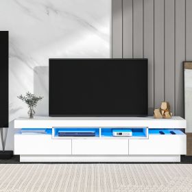 TV Stand with 4 Open Shelves; Modern High Gloss Entertainment Center for 75 Inch TV; Universal TV Storage Cabinet with 16-color RGB LED Color Changing (Color: as Pic)