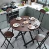 31.5in Round High Top Folding Table 2.6FT Iron Bar Foldable Wooden Dining Desk