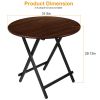 31.5in Round High Top Folding Table 2.6FT Iron Bar Foldable Wooden Dining Desk