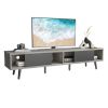 Mid Century Modern TV Stand for TVs up to 75" with Storage Grey Black