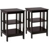 Set of 2 Multifunctional 3-Tier Nightstand Sofa Side Table with Reinforced Bars and Stable Structure