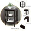 Set of 2 Multifunctional 3-Tier Nightstand Sofa Side Table with Reinforced Bars and Stable Structure