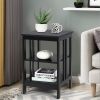 Set of 2 Multifunctional 3-Tier Nightstand Sofa Side Table with Reinforced Bars and Stable Structure