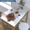 3-Piece Bar Table Set; Counter Height Dining Table Set Kitchen Pub Bistro Table with 2 Stools and Open Storage Rack