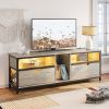 Bestier TV Stand with LED Lights & Charging Station for TVs up to 70"