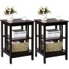 Set of 2 Multifunctional 3-Tier Nightstand Sofa Side Table with Reinforced Bars and Stable Structure