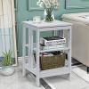 Set of 2 Multifunctional 3-Tier Nightstand Sofa Side Table with Reinforced Bars and Stable Structure