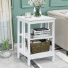 Set of 2 Multifunctional 3-Tier Nightstand Sofa Side Table with Reinforced Bars and Stable Structure