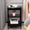 Set of 2 Multifunctional 3-Tier Nightstand Sofa Side Table with Reinforced Bars and Stable Structure