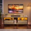 Bestier TV Stand with LED Lights & Charging Station for TVs up to 70"