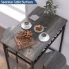 3-Piece Bar Table Set; Counter Height Dining Table Set Kitchen Pub Bistro Table with 2 Stools and Open Storage Rack