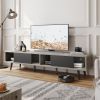 Mid Century Modern TV Stand for TVs up to 75" with Storage Grey Black