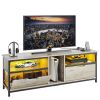 Bestier TV Stand with LED Lights & Charging Station for TVs up to 70"