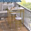 3-Piece Bar Table Set; Counter Height Dining Table Set Kitchen Pub Bistro Table with 2 Stools and Open Storage Rack