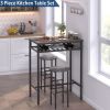 3-Piece Bar Table Set; Counter Height Dining Table Set Kitchen Pub Bistro Table with 2 Stools and Open Storage Rack